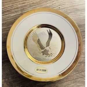 The Art of Chokin Flying Eagle plate 24k gold